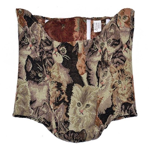 Vintage Print Corset Vest Lace Up Corset Top Strapless Bodice Waist Cincher - Picture 12 of 14