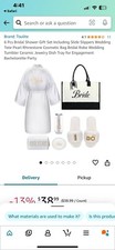 Bridal Tote, 6 Pcs Set. Robe, Slippers, Make Up Bag, Shot Glass  Plate.