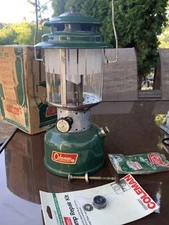 Vintage Coleman 220F195 Two Mantle Green Lantern 07/1970