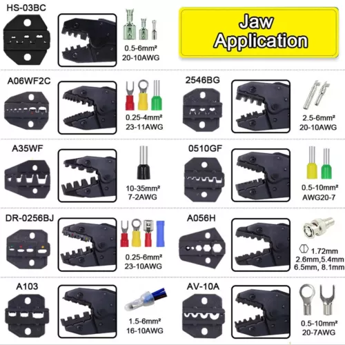 Spezialeinsätze Crimpzange Set Kabel Ende Klemmen Draht Crimper Zange 8 Dies mit Koffer - Bild 3 von 12