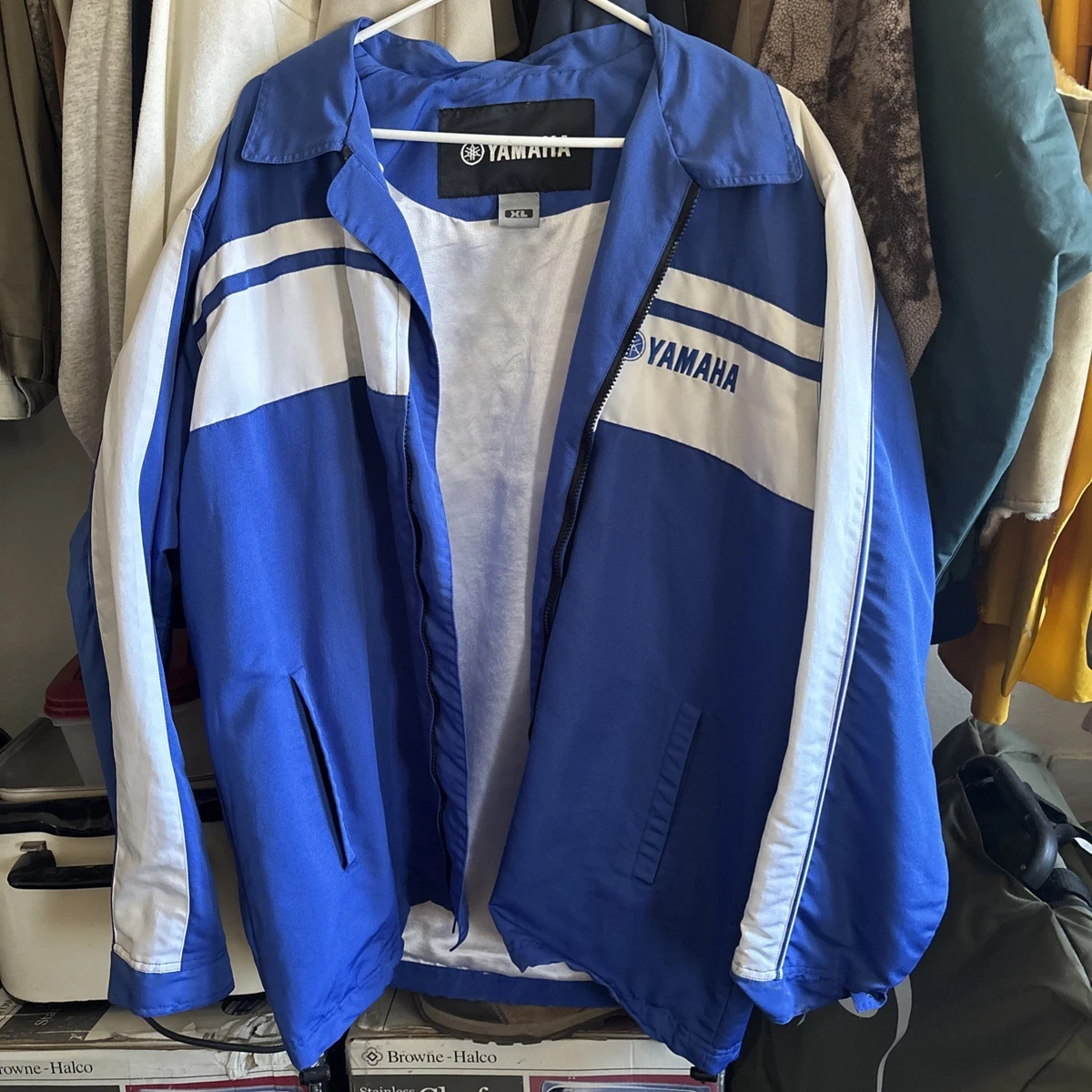VINTAGE 90s Yamaha Team Race Jacket Motocross Supercross Blue XL