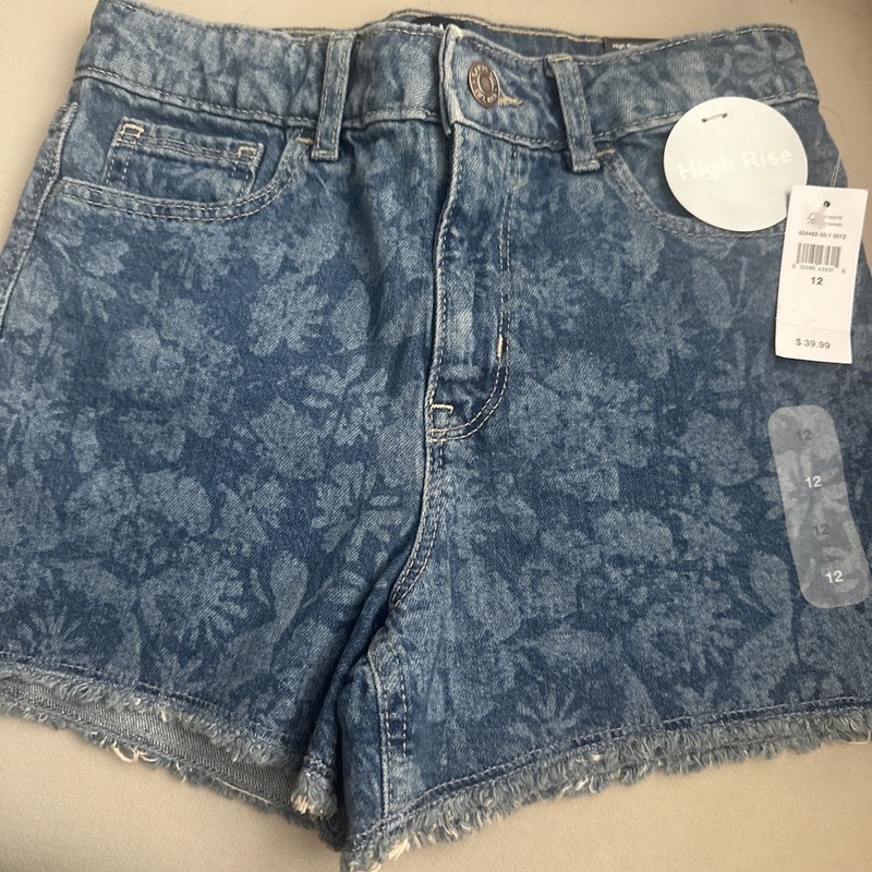 Gap Girls Size 12 NWT! High Rise Denim Stretch Floral Adjustable Waist Shorts!