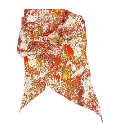 #5698 Woman's Orange Beige  and Gold Shawl Long Scarf 88 x 19