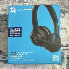 JLab Go Work 2nd Gen Wireless Bluetooth On-Ear Headset Noise Cancelling Boom Mic