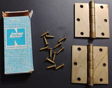 Vintage National Builders Hardware 3.5" Dull Brass Door Hinge 102 - NOS