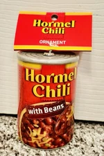 Hormel Chili with Beans Decoupage Christmas Ornament Ruz