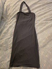 Full Slip Dress Black Size S Solid Polyester Spandex Women's Regular