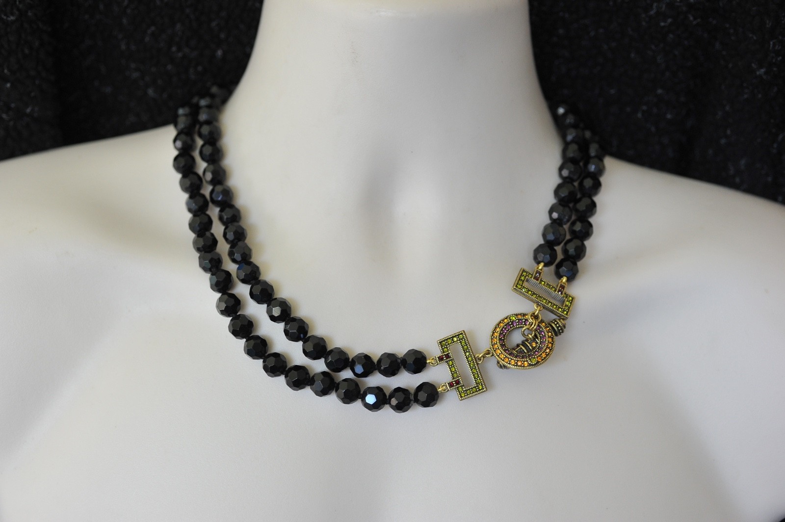 Statement Daus  inspired Necklace UNSIGNED black … - image 6