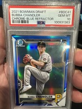 2021 BOWMAN DRAFT #BDC41 BUBBA CHANDLER CHROME-BLUE REFRACTOR PSA 10 POP 4