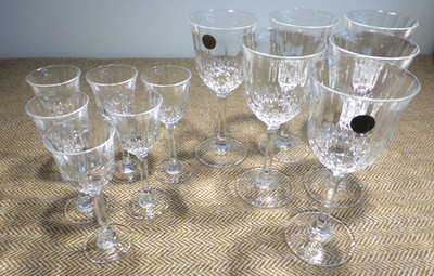 12er Set Vintage Capri Italien geschliffene Kristallgläser Blei 6 x Wein 6 x Schnaps