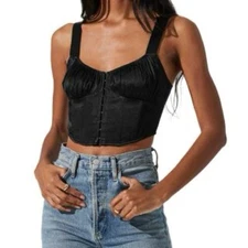 Astr the Label Larinna Bustier Top Crop Large Black MilkMaid dark romantic NWT