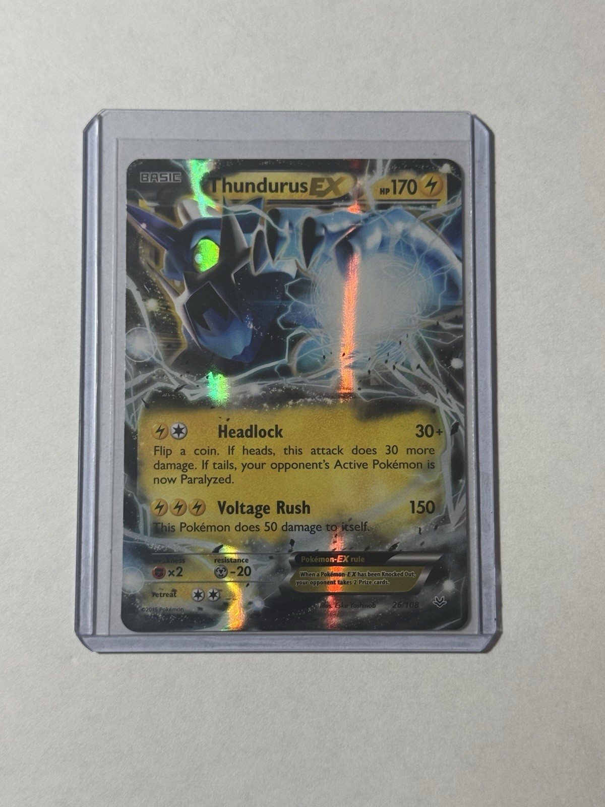 Pokemon TCG - Thundurus EX 26/108 Ultra Rare Holo Card XY Roaring Skies NM