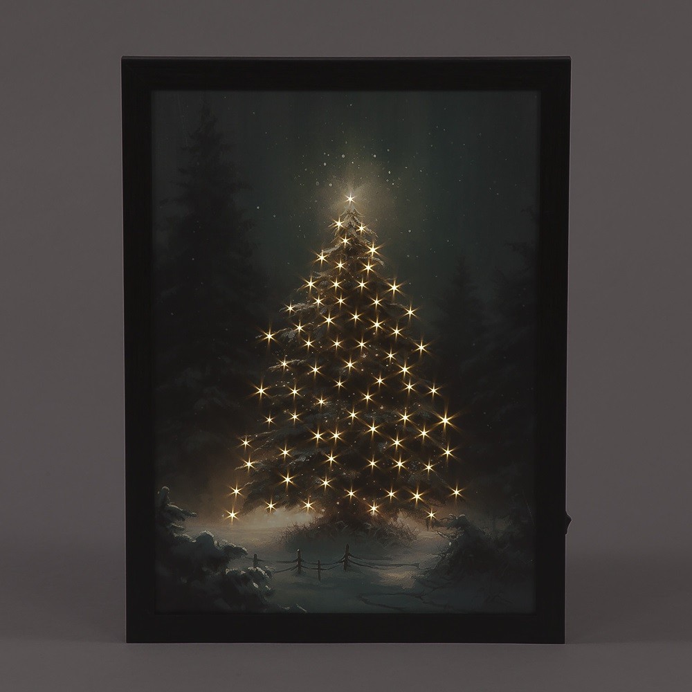 Snowtime Fibre Optic Framed Canvas Tree in Forest Battery Operated