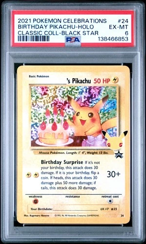 Birthday Pikachu Holo 24 Celebrations Classic Collection Pokemon PSA 6 *853