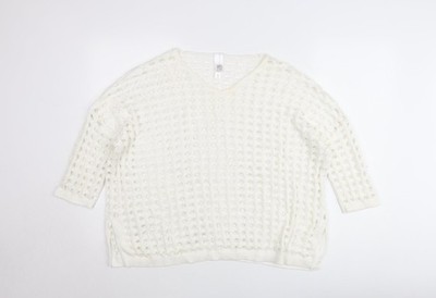 Weißer Damenpullover Wynne Lagenlook UK Größe PL