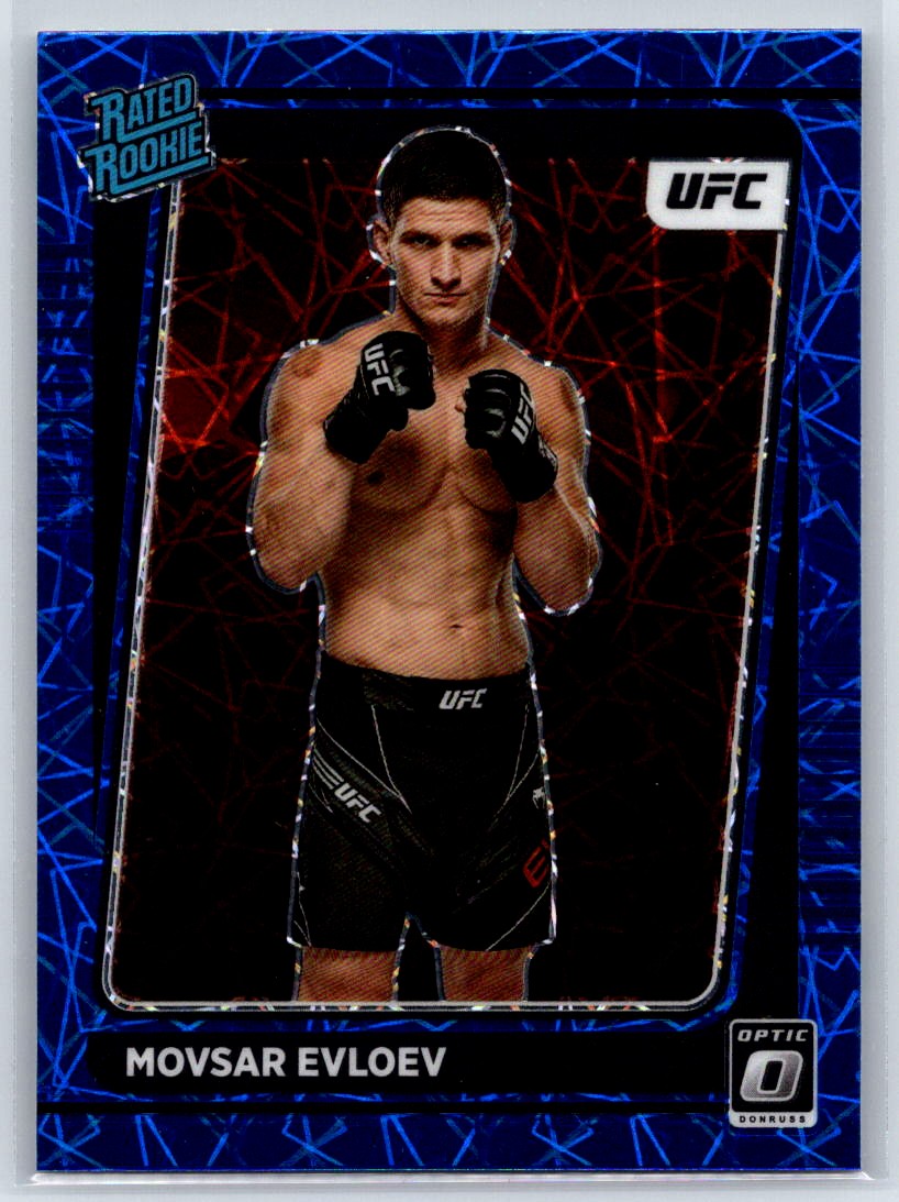 2022 Donruss Optic UFC Movsar Evloev #112 RC Blue Velocity UFC