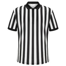 Official Black White Stripe Referee Shirt for Sports XXL Size