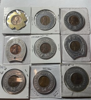 Lot Of (9) Vintage Encased Wheat Pennies Memorial Cent Advertising/ Penny Coins