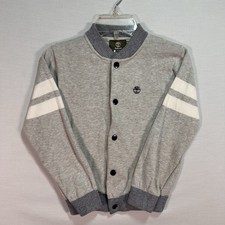 Timberland Boys Size 8 Cardigan Sweater Gray/Blue Preppy 100 Cotton Casual Kids
