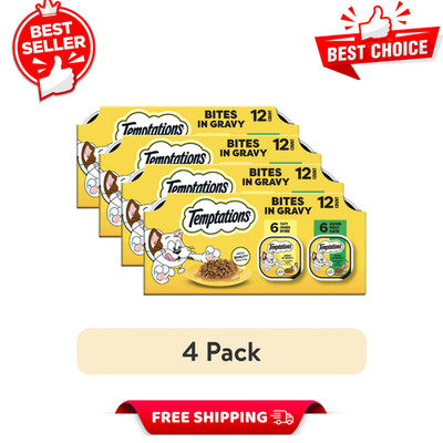 Temptations Bites in Gravy Flavor Wet Cat Food Variety Pack, 3.5 oz Tray, 12pk