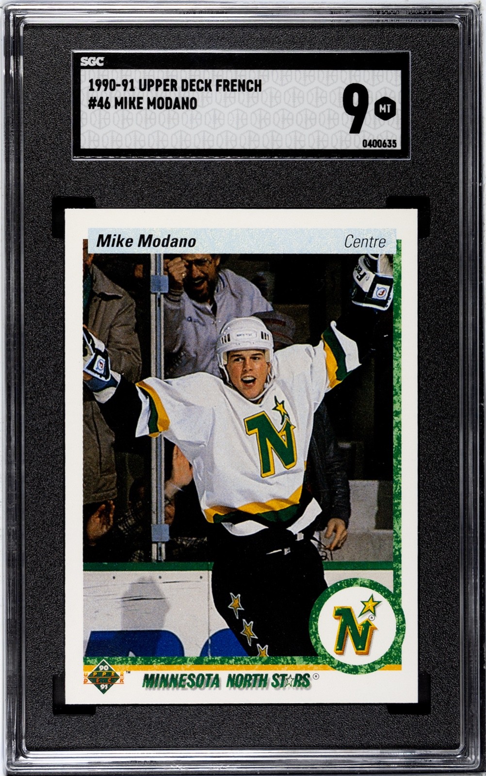 1990-91 Upper Deck - Mike Modano #46 French (RC) Minnesota HOF SGC 9