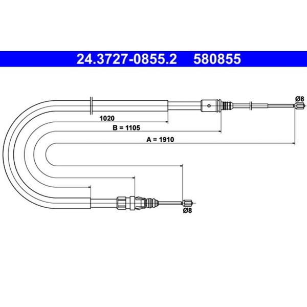 Seilzug Feststellbremse Ate 24.3727-0855.2 FüR Peugeot 207/207+ 207 Cc 2008 I-image