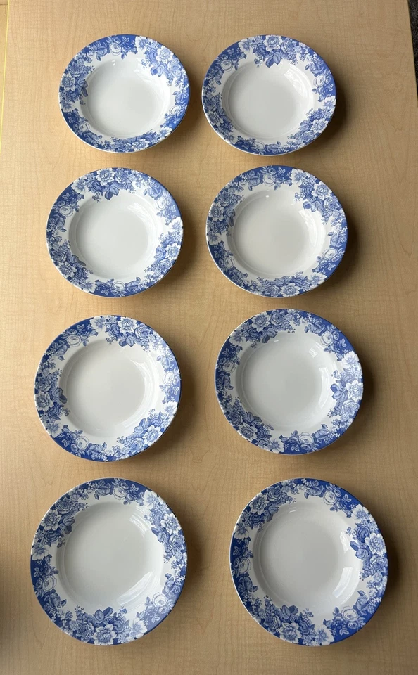 Juego de 8 cuencos de sopa Nautica Bermuda rosa índigo azul y blanco Foto 2 de 4