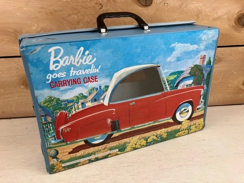 *Vtg 1965 Mattel Barbie Goes Travelin' Blue Carrying Case/  Airplane And Car