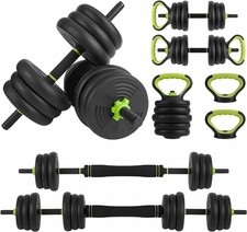 Adjustable Dumbbell Set 44Lbs 4-In-1 Dumbbell and Barbell Exercise Fitness