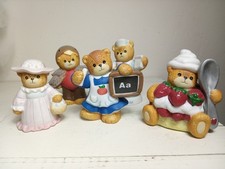 Enesco Lucy and Me Porcelain Bears Lot Of 5 Robin, Cake, Teacher, Nurse, Bonnet
