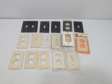 Vintage Electrical Light Switch & Outlet Cover Plates Plastic Ivory & Brown MCM