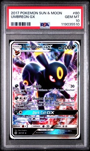2017 POKEMON SUN & MOON #80 UMBREON GX PSA 10