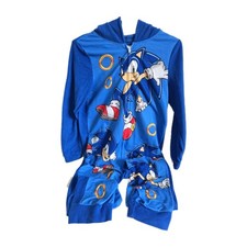 Sonic The Hedgehog Pajamas Sz L with hood no feet EUC