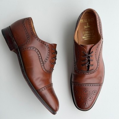 Peal & Co Brooks Brothers Oxford Shoes Mens 8.5 Brown Leather