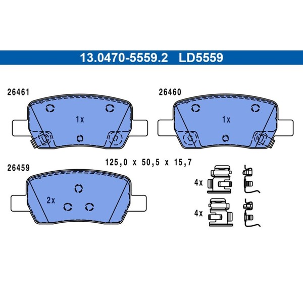 Bremsbelagsatz Scheibenbremse ATE 13.0470-5559.2 FüR Kia Hyundai Sorento IV-image