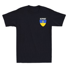 Support Ukrainian Flag Shield I Stand With Ukraine Funny Pocket Men's T-Shirt