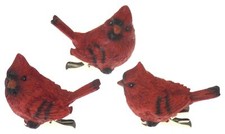 3 Cardinal Ornaments Lot Clip On Resin Christmas Tree Decor Gift Birds Housewarm