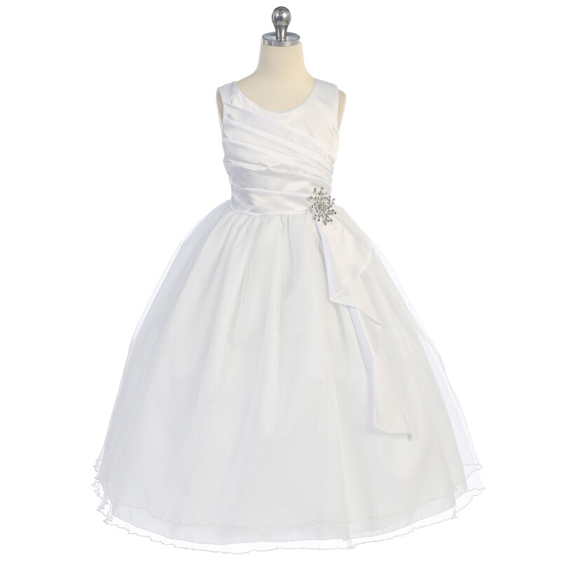 graduation dress white long Simple Off Shoulder White Satin Long Prom Dresses with High Slit, Off the  Shoulder White Formal Graduation Evening Dresses main image 0