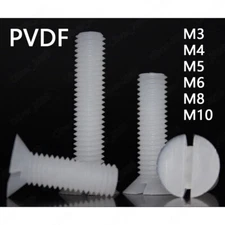 PVDF Plastic Slotted Countersunk Flat Head Screws M3/M4/M5/M6/M8/M10