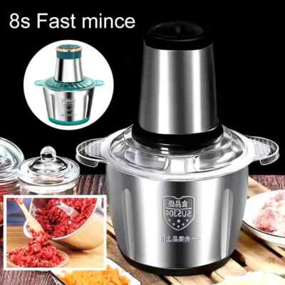 New Electric Meat Grinder StainlessSteel Food Processor Chopper Kitchen Utensils