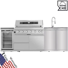 46" 6-Burner Barbecue Island Grill w/ Cooler & Sink 85000BTU LPG Outdoor Kitchen
