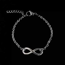 Bracciale Infinito 23x8mm Argento catena braccialetto amicizia Regalo Uomo Donna