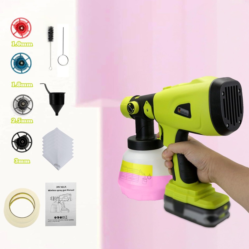 Paint Sprayer for Ryobi 18V Battery, Cordless Paint Sprayer with 1000ML