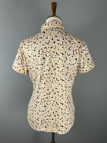 Nivo Sports Womens Polo Shirt Size M Golf Orange Gray Floral Breathable Stretch - 第 8/10 張圖片