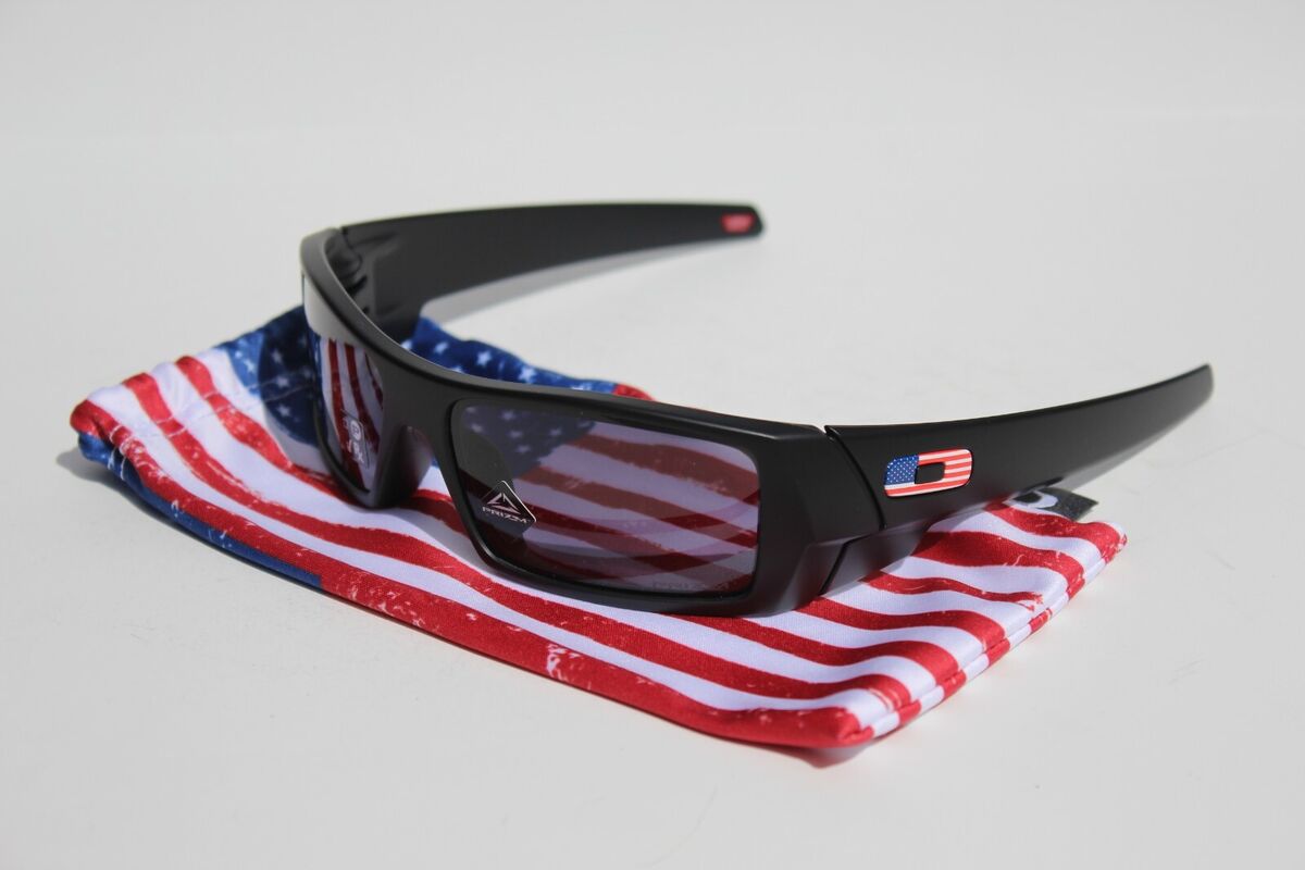 OAKLEY Gascan Sunglasses Matte Black/Prizm Grey SI USA FLAG RARE