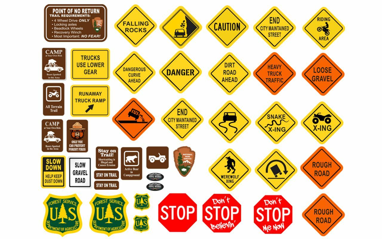 1/10 RC Rock Crawler Trail & Road Sign Set OR Garage Sign set Scale ...