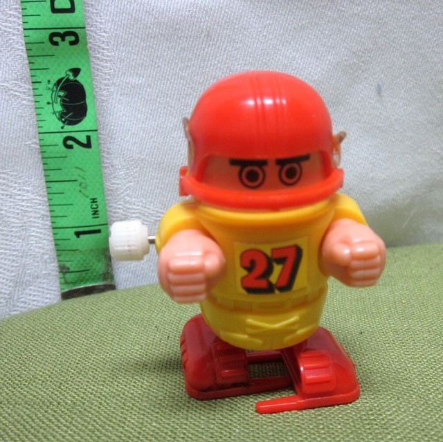 TOMY windup Football Player mechanical toy 1980s linebacker 27 retro eBay