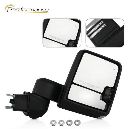 Passenger Side Black + Chrome Tow Mirror For 19-24 Chevy Silverado GMC Sierra