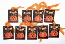 9-Halloween-Primitive-Farmhouse-Handmade-Linen Cardstock-Gift-Hang-Tags