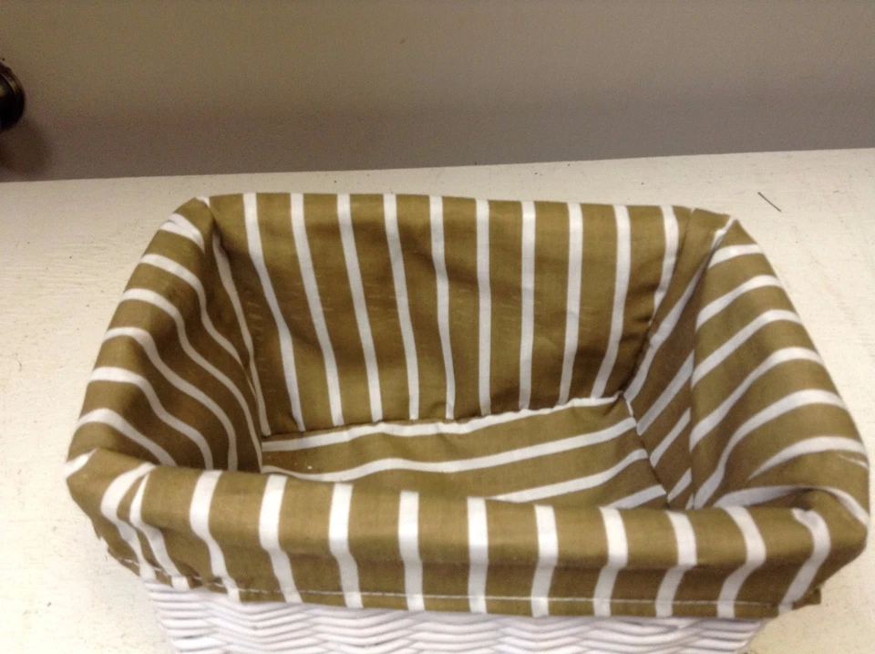 Woven Wicker Kitchen Bathroom Shelf Storage Organizer Basket Stripe Liner 10x6.5 - Image 3 of 3